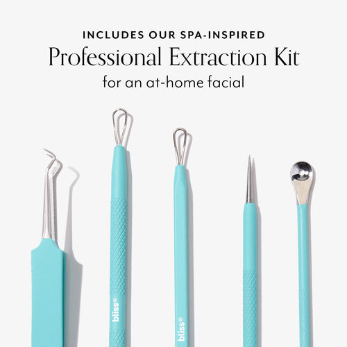 Bliss Blackhead Banish Kit includes the Professional Extraction Kit for an at-home facial